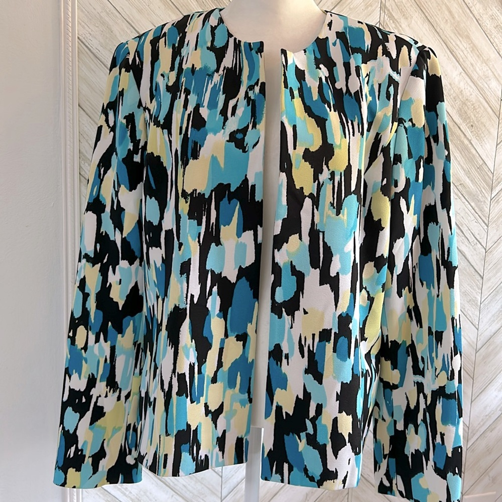 Evan-Picone Multicolored Open Front Long Sleeves … - image 1